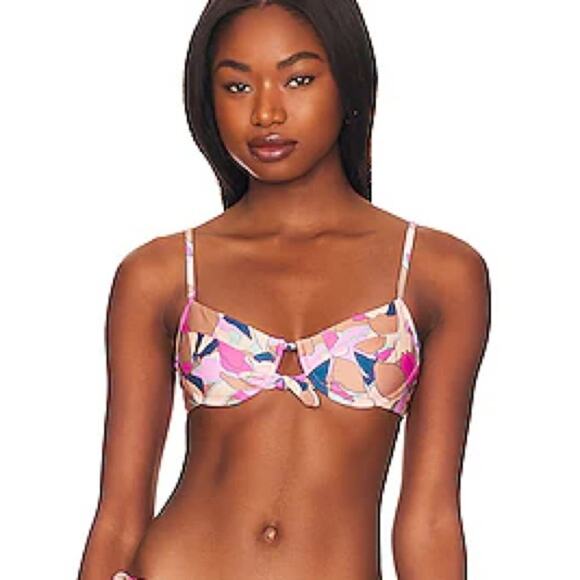 NWT l*space Rose Underwire Bikini Top sz L Sundazed Floral Pink Paisley Revolve - Picture 1 of 11